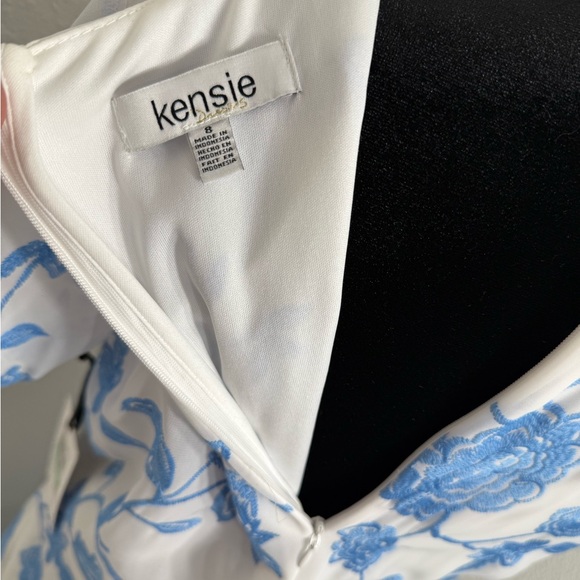 Kensie Blue and White High Low Sundress with Flutter Sleeves - Picture 11 of 11